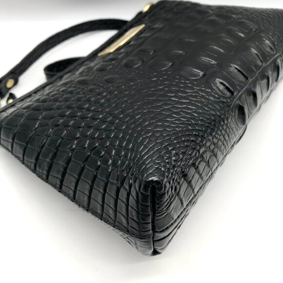 Brahmin Black Croc Embossed Leather Mini Shoulder Bag - Picture 6 of 10